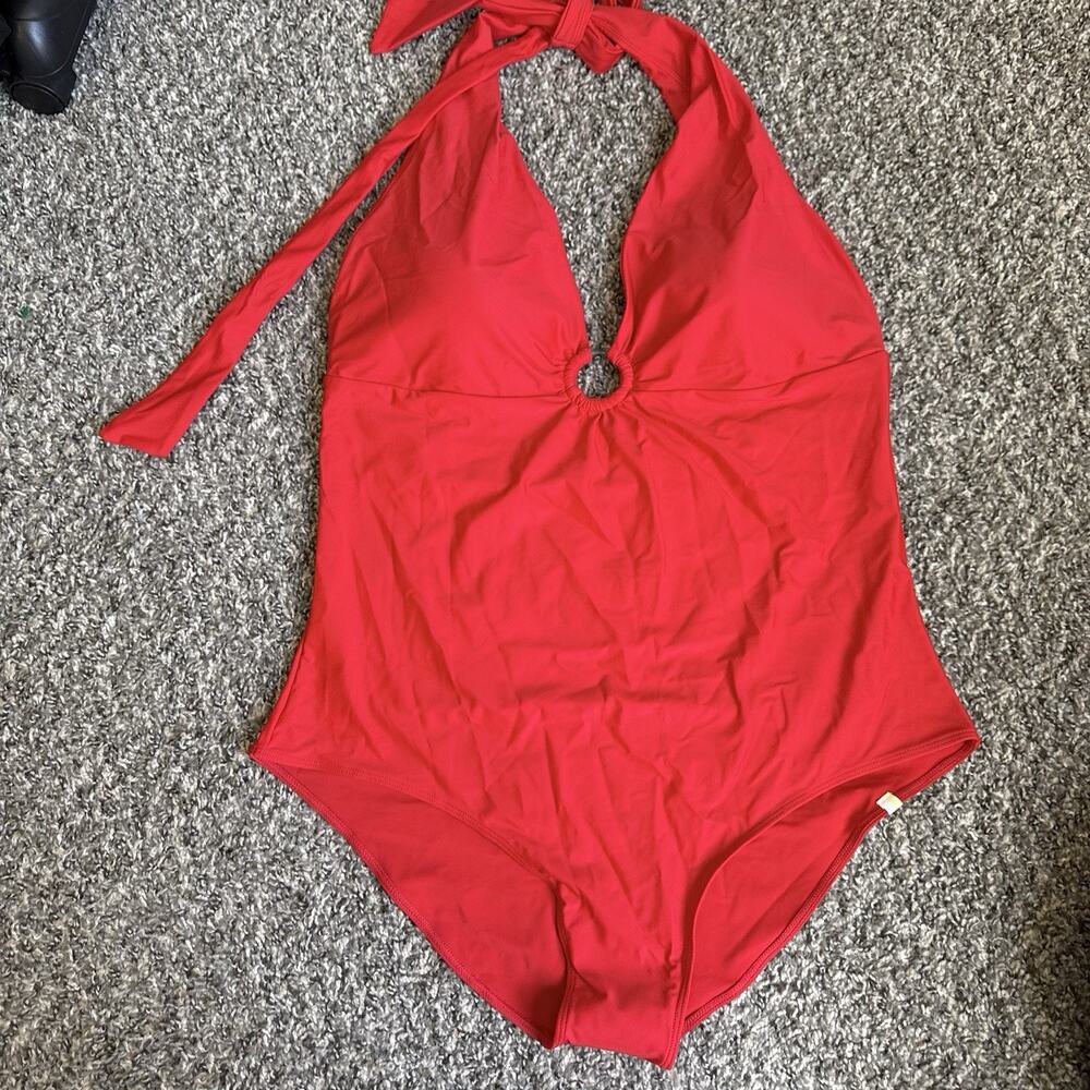 Summersalt The O Ring Reef One Piece Swimsuit Red Plunge Deep V Neck Size 20 New - Picture 3 of 7